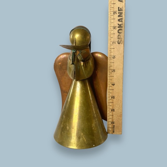 Vintage MCM Brass and Copper Angel Candle Holder 8” - Picture 10 of 11